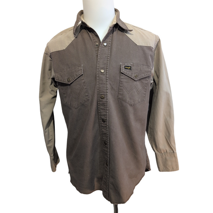 Chemise Wrangler Western Manches Longues Marron Bicolore Taille S