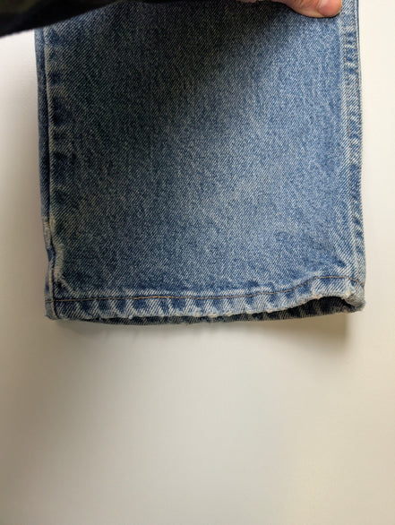 Jean Wrangler Homme Vintage Bleu Style Grunge Distressed Genou Troué W36 L31
