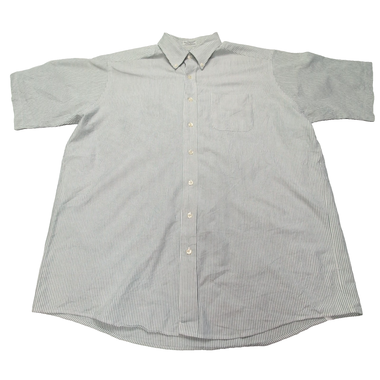 Chemise L.L. Bean verte à rayures manches courtes taille XXL #84e