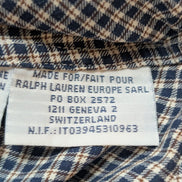 CHEMISE Polo Ralph Lauren Homme M Carreaux Bleu Marine Marron Logo Rouge