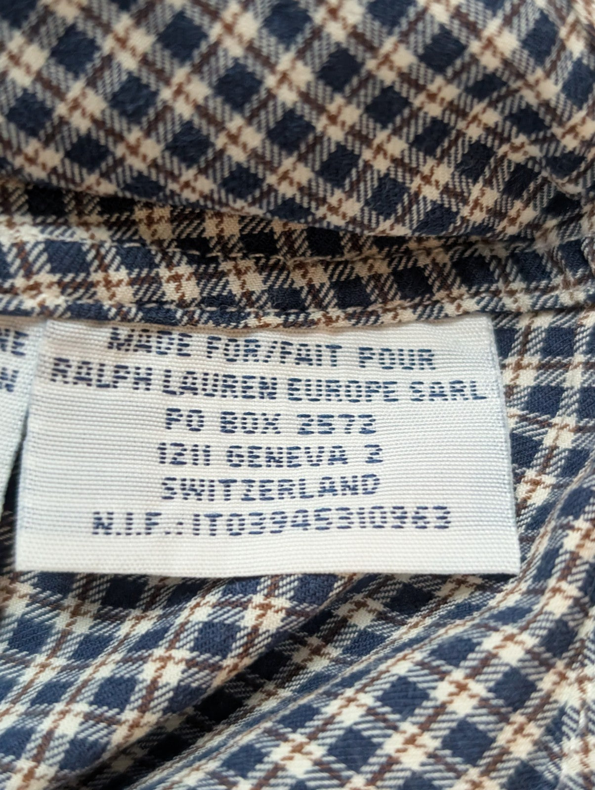 CHEMISE Polo Ralph Lauren Homme M Carreaux Bleu Marine Marron Logo Rouge