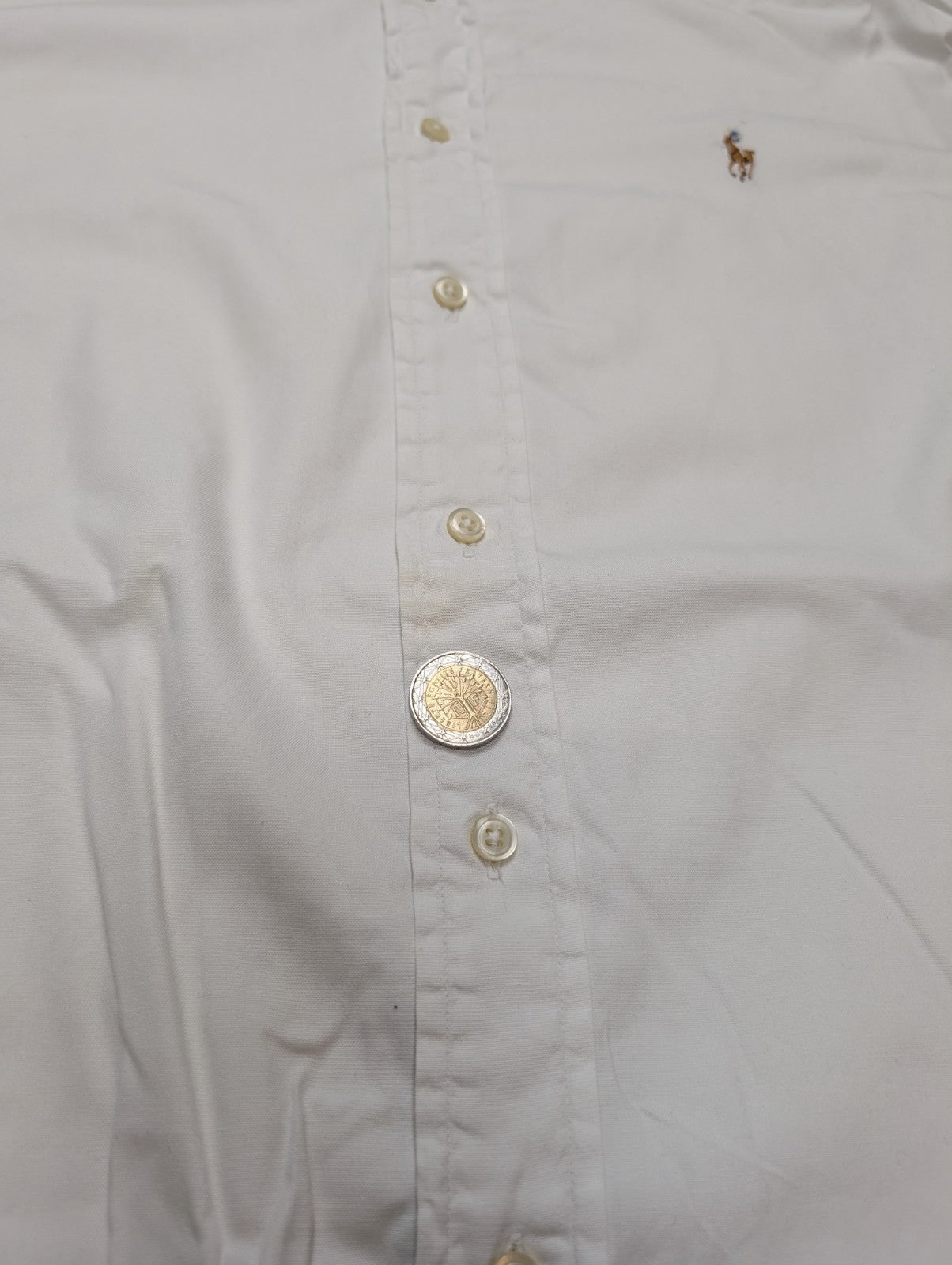 Chemise Ralph Lauren blanche logo marron taille XL #2817