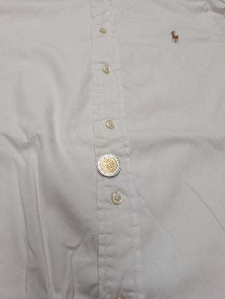 Chemise Ralph Lauren blanche logo marron taille XL #2817