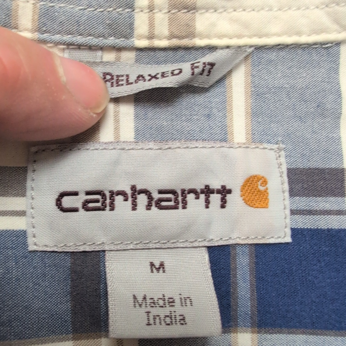 Chemise Carhartt Relaxed Fit M bleu blanc à carreaux coton manches courtes