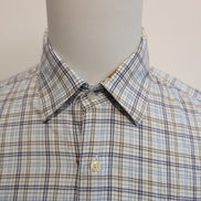 Chemise Lacoste XL 44 Made in France Carreaux Bleu Logo Poche manches longues