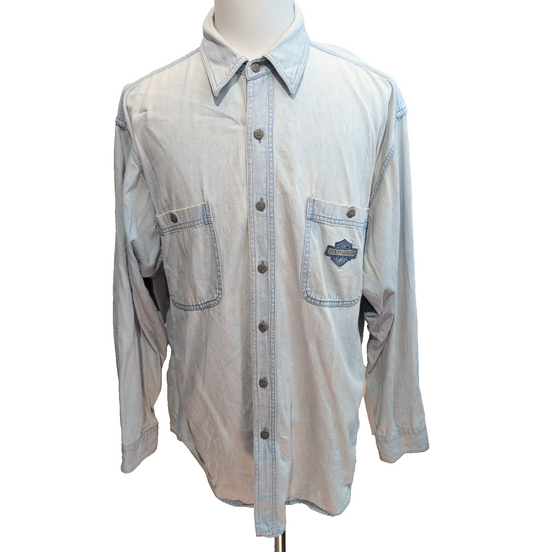 Chemise Harley Davidson XXL Jean Bleu 100% Coton Logo Brodé 2 Poches