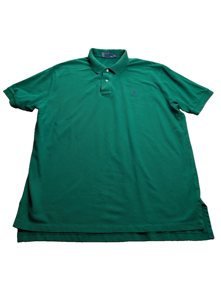 Polo manches courtes Polo Ralph Lauren XL vert foncé logo violet coton