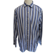 Chemise Polo Ralph Lauren XL XXL Westerton Bleue Rayures Coton Sans Logo