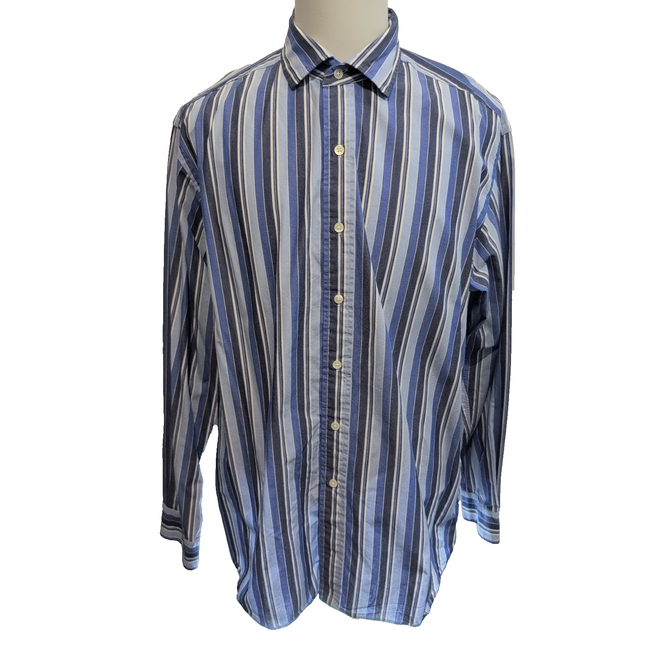 Chemise Polo Ralph Lauren XL XXL Westerton Bleue Rayures Coton Sans Logo