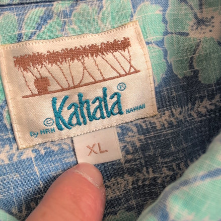 Chemise Hawaïenne Kahala Made in Hawaii Coton Bleu Floral XL