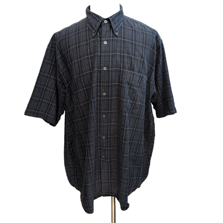 Chemise Nautica XL 2XL Bleu Marine Carreaux Logo Brodé Manches Courtes