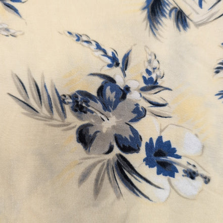 Chemise Hawaïenne XL 100% Viscose Jaune Cocktails Voiliers Fleurs