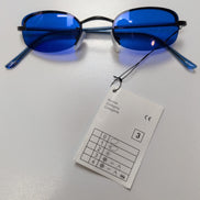 Lunettes de soleil Y2K Ovales Métal Noir Mat et Bleu Branches Fines