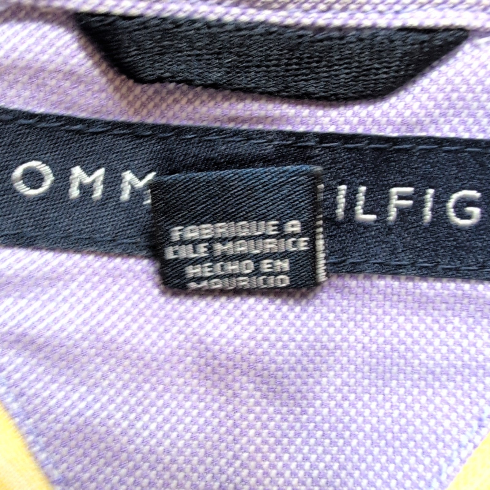 Chemise Tommy Hilfiger Homme Taille M 80s Two Ply Rayée Violet Jaune Coton