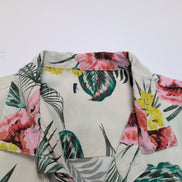 Chemise Hawaïenne Blanche Florale Viscose Taille L XL Feuillage Tropical