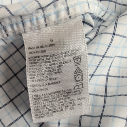 Chemise Nautica Blanche À Carreaux Bleus Slim Fit Manches Longues Taille L