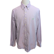 Chemise Ralph Lauren XL Lilas 100% Coton Logo Vert Clair manches longues