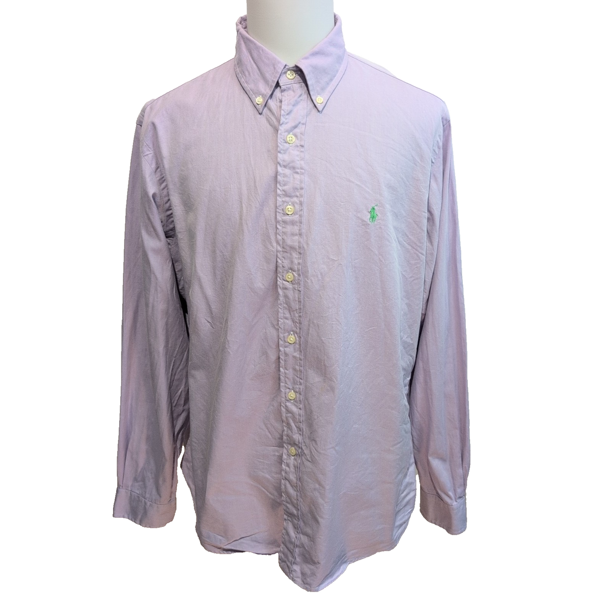 Chemise Ralph Lauren XL Lilas 100% Coton Logo Vert Clair manches longues