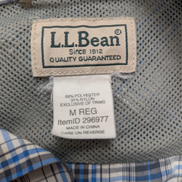 CHEMISE NYLON TECHNIQUE L.L. BEAN M (M) CARREAUX BLEU BLANC TREK