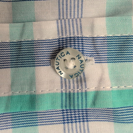 Chemise Nautica Bleu Vert À Carreaux Manches Longues Taille XL 18/20 Ans