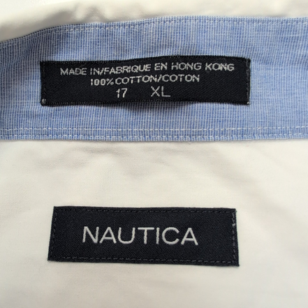 Chemise Nautica Made in Hong Kong XL Blanc 100% Coton manches courtes