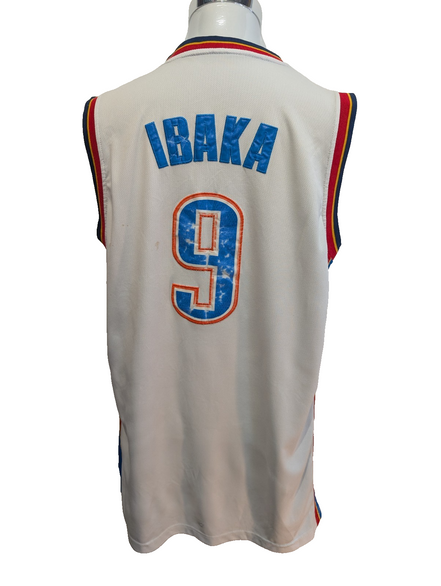 ADIDAS NBA Maillot L THUNDER IBaka #9 Blanc VINTAGE OKC Jersey Basketball