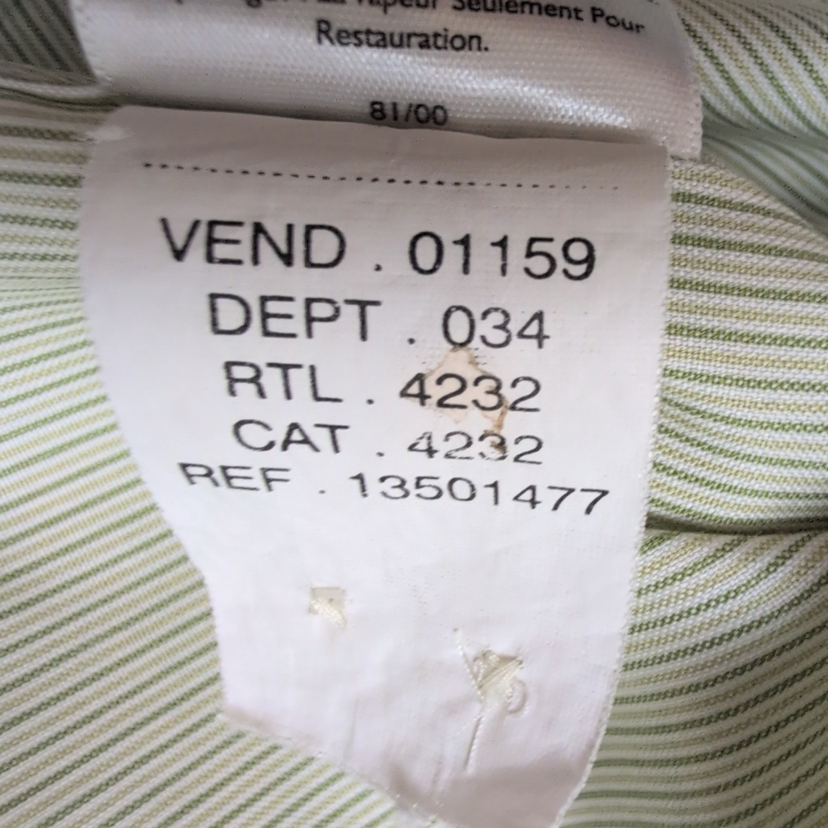 Chemise Eddie Bauer M vert rayures fines coton col boutonné manches longues