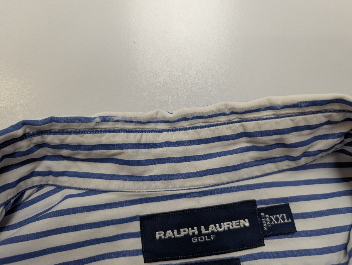 Chemise Ralph Lauren Golf Tilden XXL 3XL Rayures Bleues Shirt Button Down