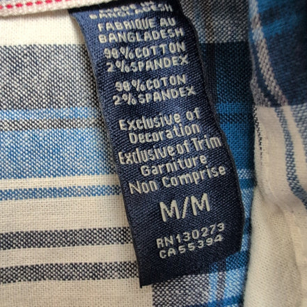Chemise Wrangler stretch Manches Longues Grands Carreaux Bleu et Blanc Taille M