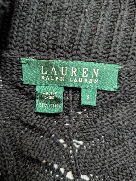 Gilet Lauren Ralph Lauren Femme S Noir Coton Maille Torsadée Cardigan