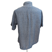 Chemise Brooks Brothers XL 100% Lin Bleu Motifs Manches courtes Poche