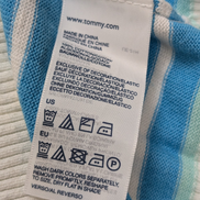 Pull Col V Tommy Hilfiger à rayures Bleu Ciel et Blanc Femme - Taille M