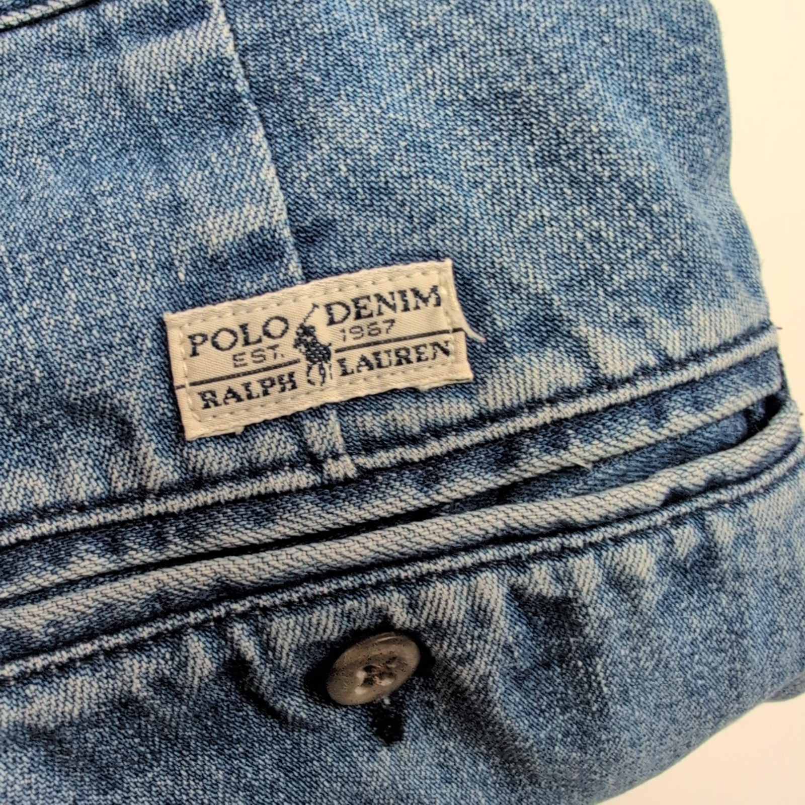 Pantalon Chino Polo Ralph Lauren Denim Bleu À Pinces Homme W28 Vintage 2 Poches