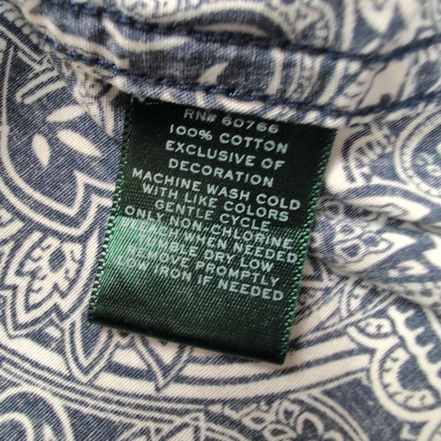 Lauren Ralph Lauren Chemise Femme M Bleu Marine Blanc Paisley Coton Manches 3/4