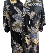 Chemise Hawaïenne David Taylor Viscose Fleurs Noir & Gris - Taille L/G