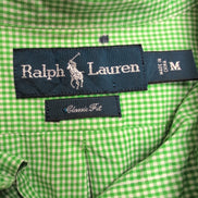 Chemise Ralph Lauren Classic Fit Homme M Vert Vichy Logo Rose Coton