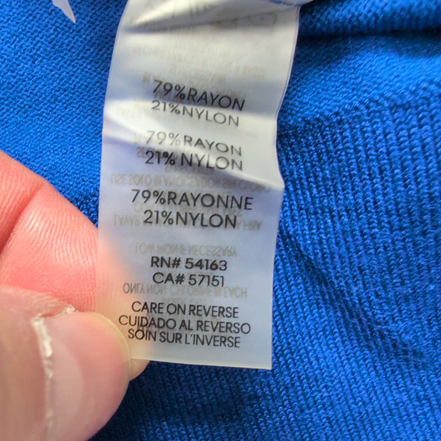Pull fin col roulé Calvin Klein bleu et noir Femme Taille L