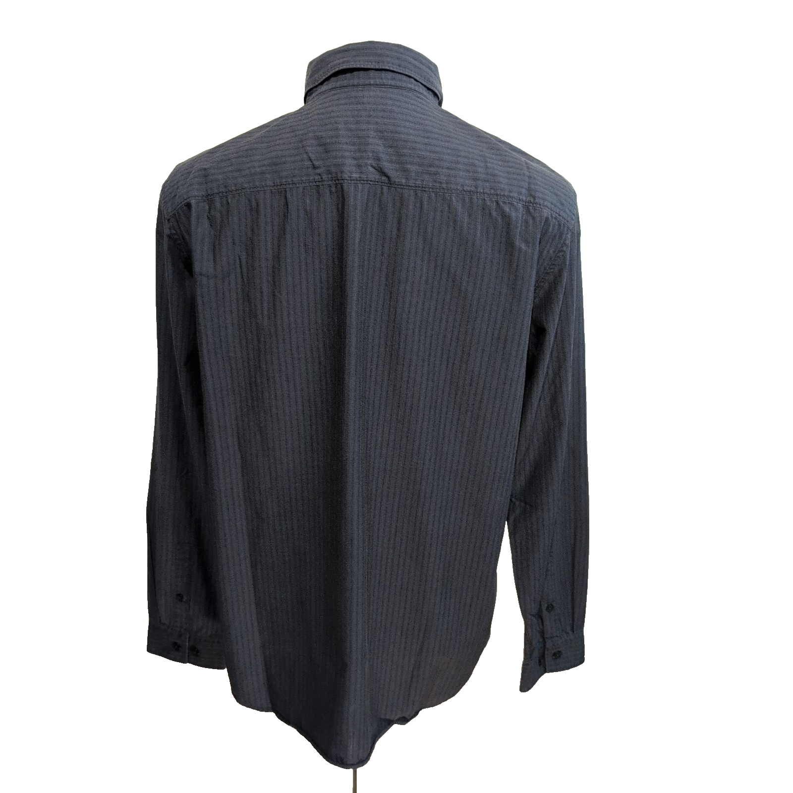 Chemise Calvin Klein L Bleu Marine Rayures Gaufrées Coton Manches Longues