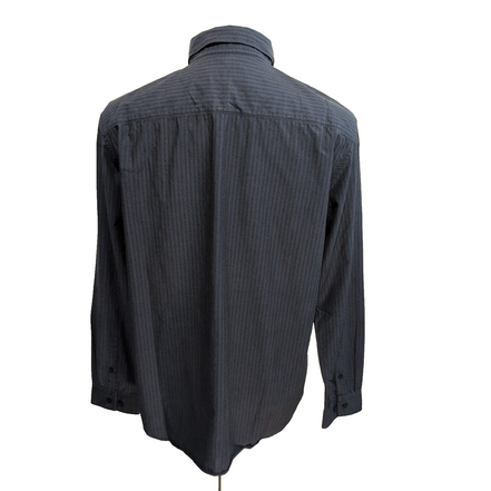 Chemise Calvin Klein L Bleu Marine Rayures Gaufrées Coton Manches Longues