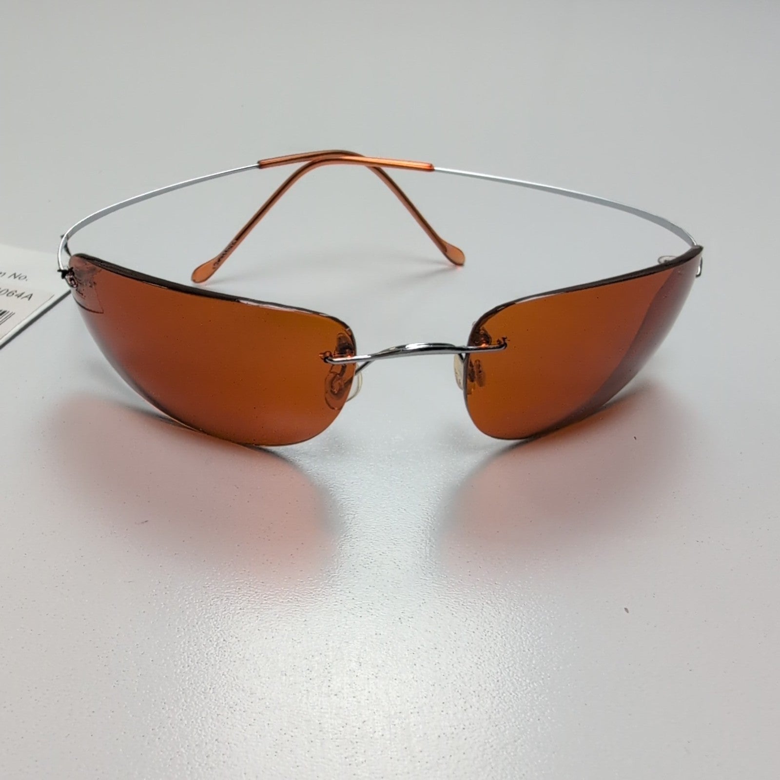 Bar-On® Lunettes de Soleil Ambre Y2K Rimless Branches Métal Souple sans Charnièr