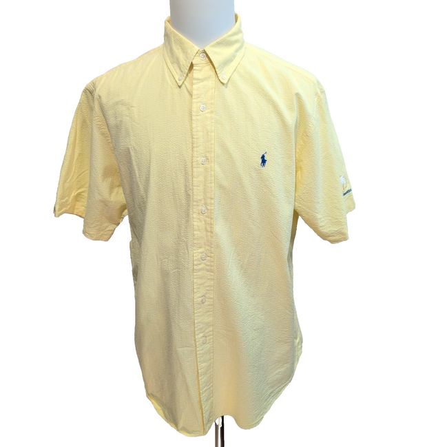 Chemise Ralph Lauren Classic Fit XL Jaune Carreaux Palmier Brodé manches courtes