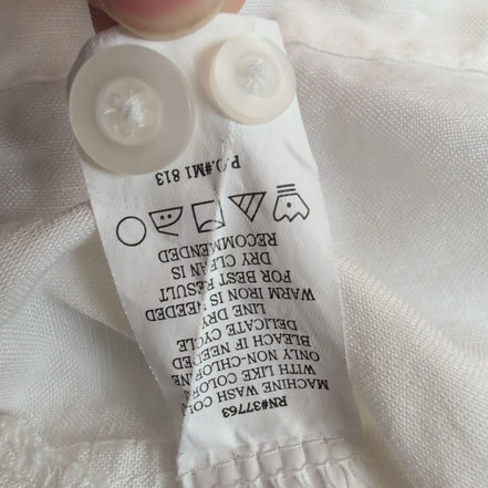 Chemise Hawaïenne Manches Courtes Cubavera Brodée Blanche Rayonne M