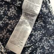 Haut Esprit Femme M Bleu Marine Fleuri Blanc Manches Courtes Viscose Neuf