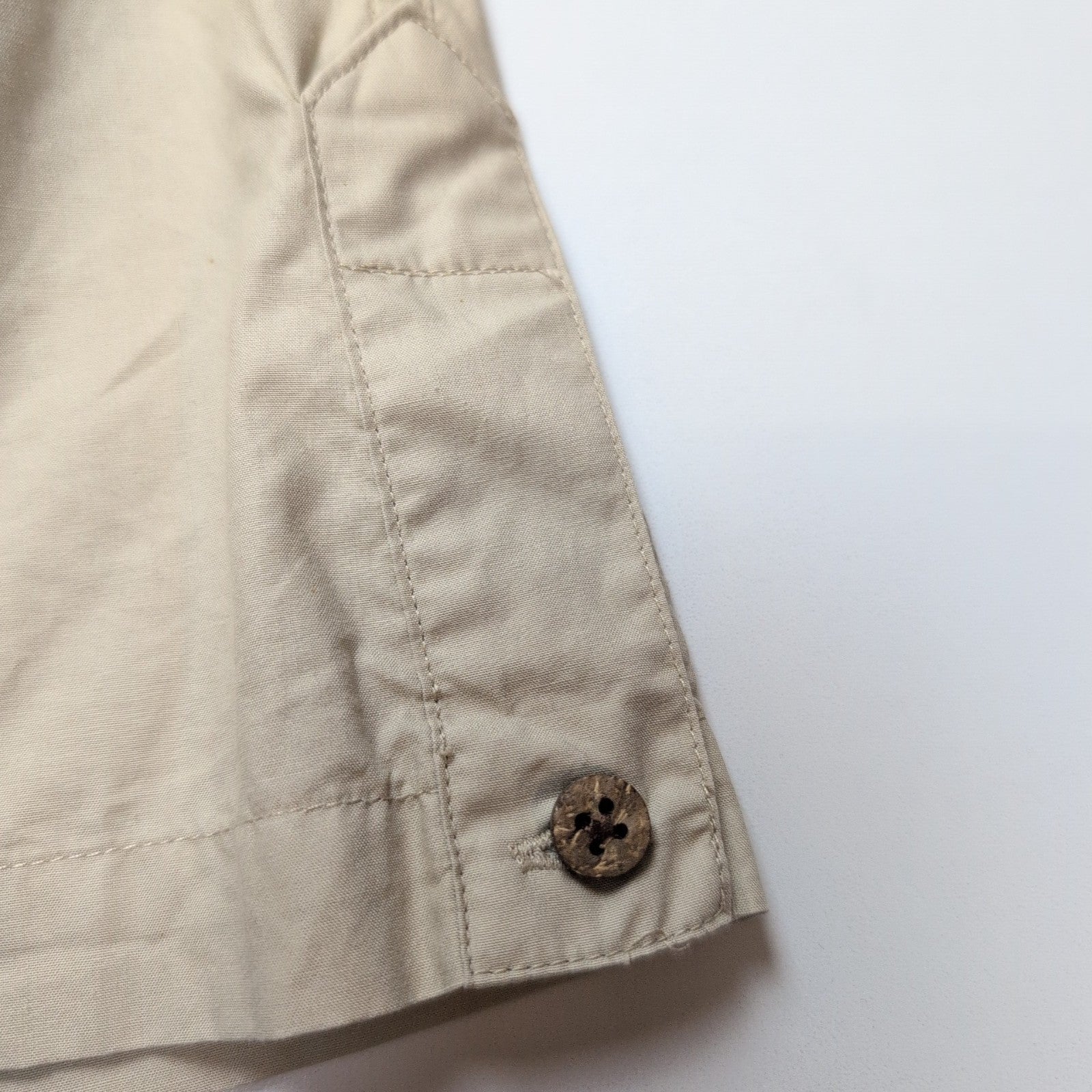 Chemise Chaps Ralph Lauren Manches Courtes Crème Coton Cuba Café Taille XLT