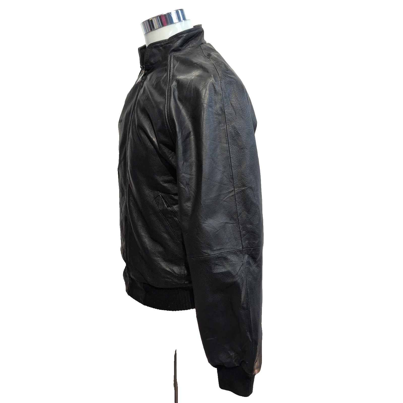 Blouson Cuir Femme XS Canada Sportswear TP Noir Bomber Racing Vintage |52c