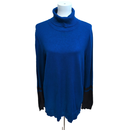 Pull fin col roulé Calvin Klein bleu et noir Femme Taille L