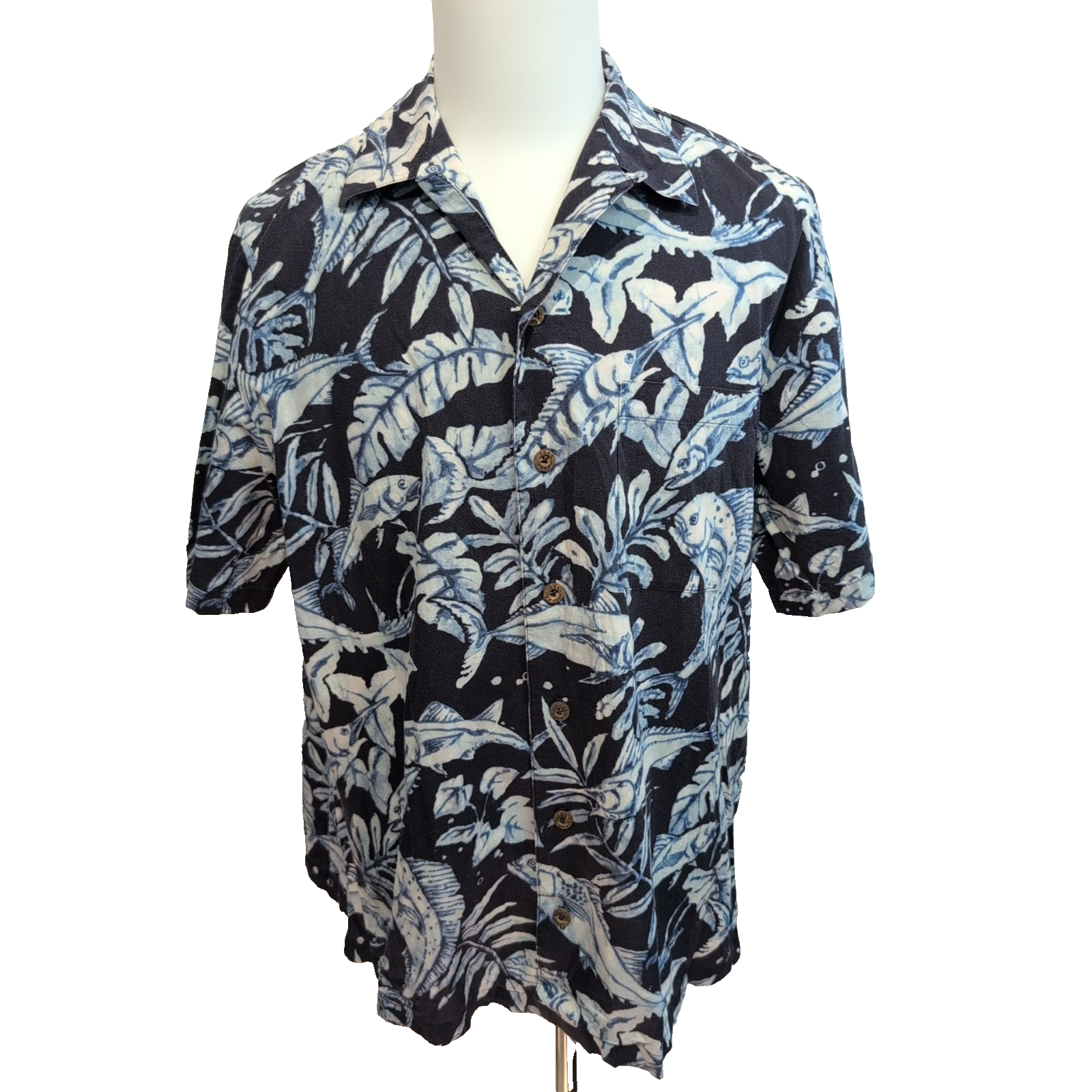 Chemise Hawaïenne KOKO Island Coton Bleu Espadon Made in USA L