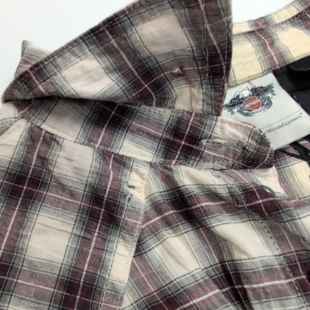 Harley Davidson chemise femme ailes d’ange brodées carreaux bordeaux taille S