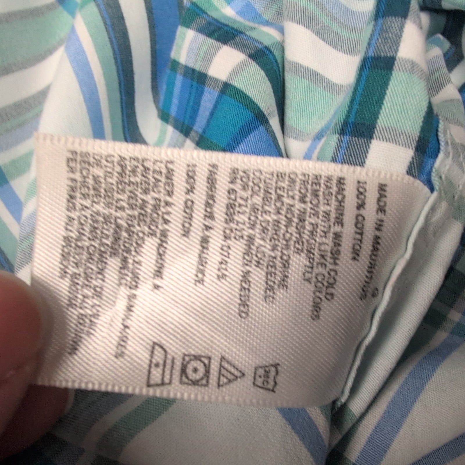 Nautica chemise manches courtes bleu vert à carreaux logo brodé taille L