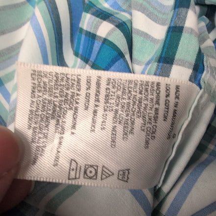 Nautica chemise manches courtes bleu vert à carreaux logo brodé taille L